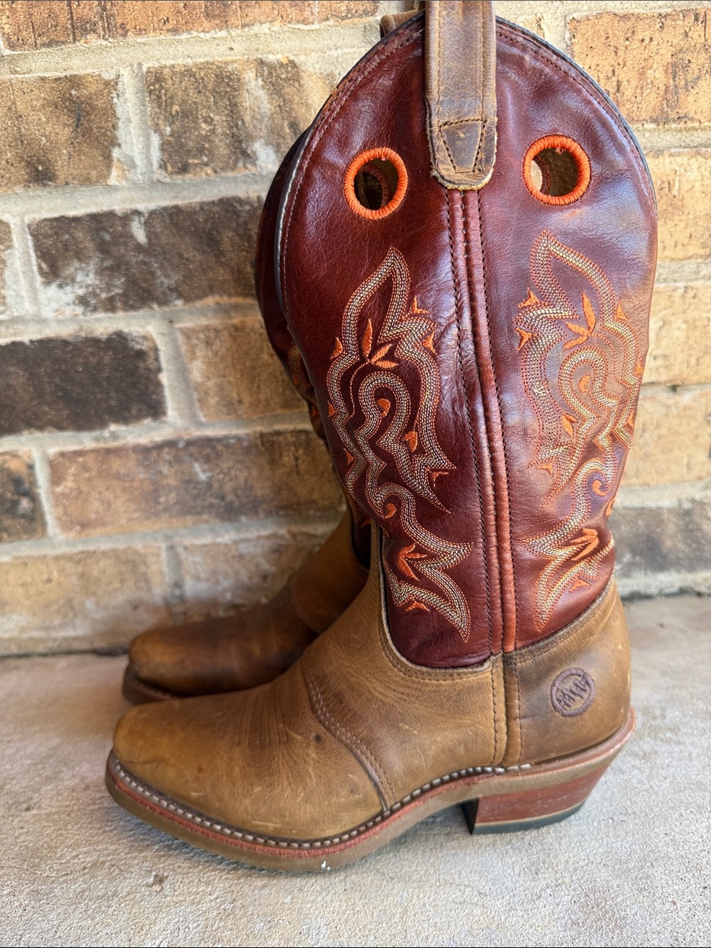 Double H Two-Tone Brown and Tan Western Pull-On Boots
